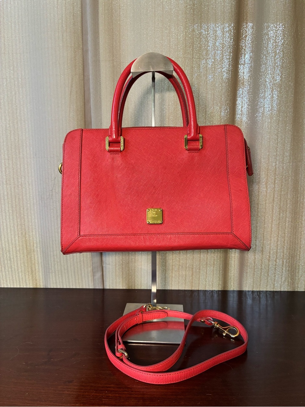 MCM Red Leather Tote
